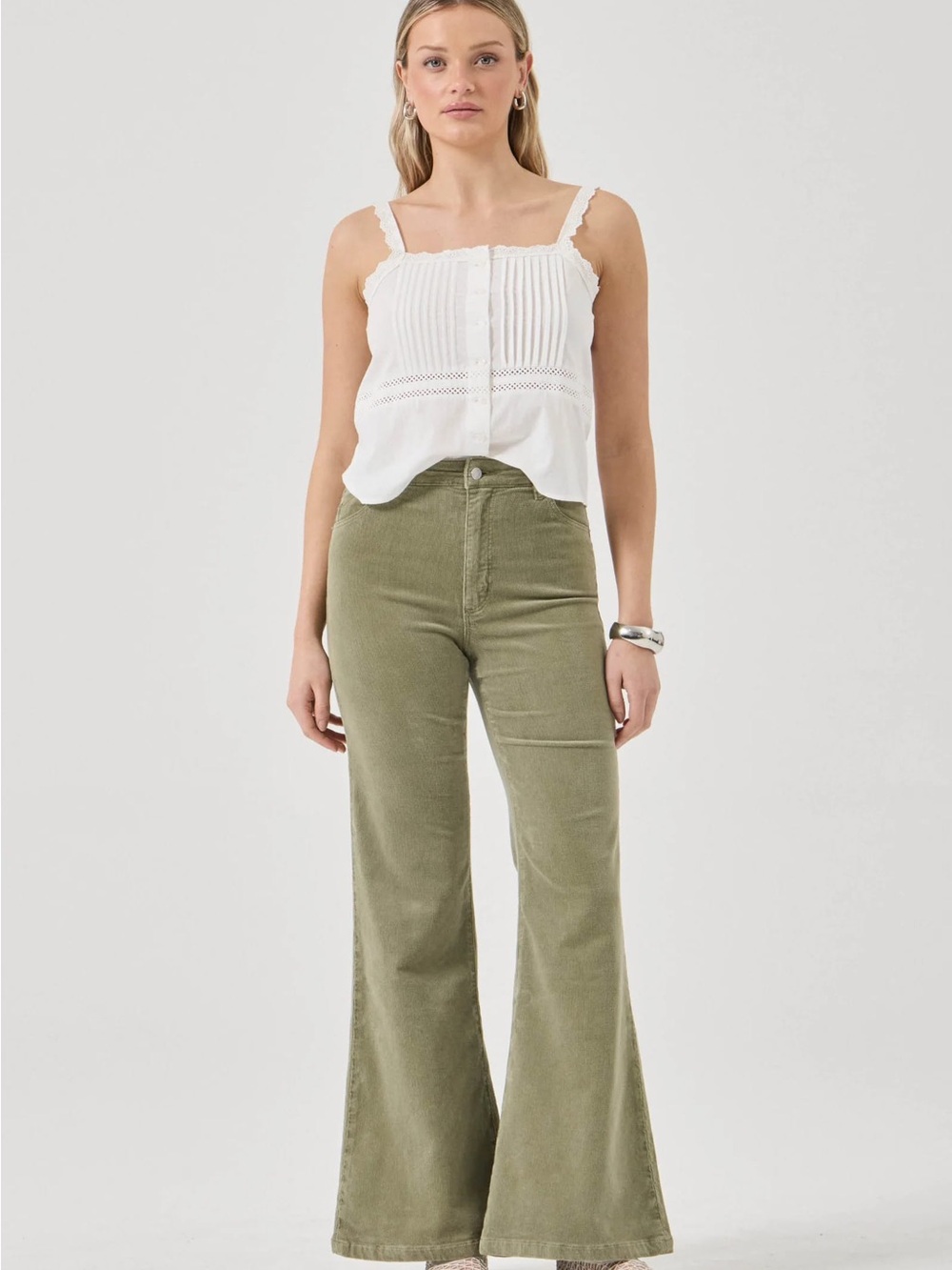 ROLLA'S Olive Green East Coast Flare Corduroy Jeans